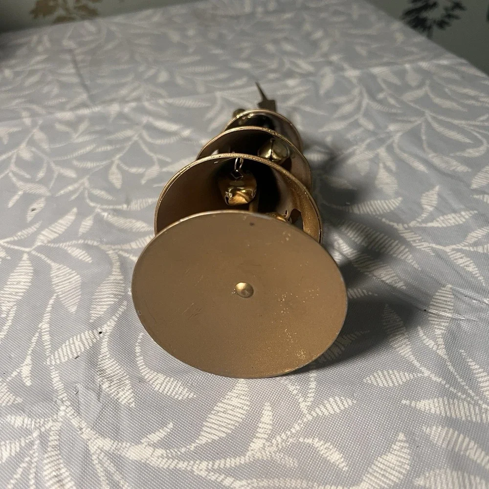 VINTAGE METAL GOLDEN GLITTER BELL CHRISTMAS‎ TREE STAR Figure Decor